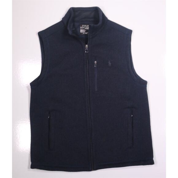 Polo Ralph Lauren Men's Navy Blue Knit Zip Front Jacket Vest Performance Medium - Picture 1 of 7